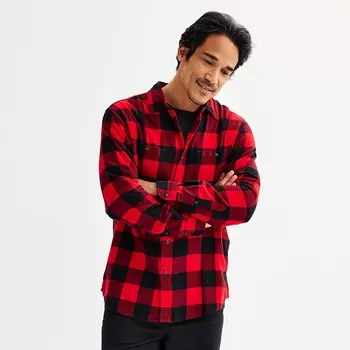 Мужская фланелевая рубашка на пуговицах Sonoma Goods For Life, цвет Buffalo Check Red