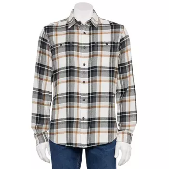 Мужская фланелевая рубашка на пуговицах Sonoma Goods For Life, цвет Ivory Black Plaid