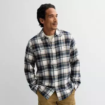 Мужская фланелевая рубашка на пуговицах Sonoma Goods For Life, цвет Ivory Navy Plaid