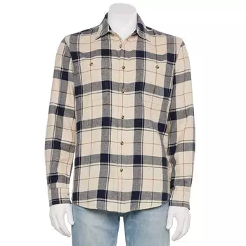 Мужская фланелевая рубашка на пуговицах Sonoma Goods For Life, цвет Oat Navy Heather