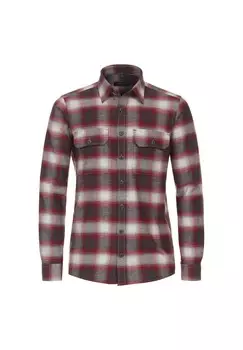 Мужская фланелевая рубашка повседневного кроя в клетку CASAMODA, цвет Mittelrot