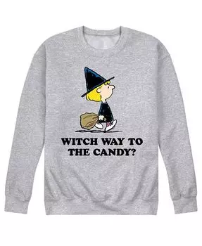 Мужская флисовая футболка Peanuts Witch Way To Candy AIRWAVES, серый