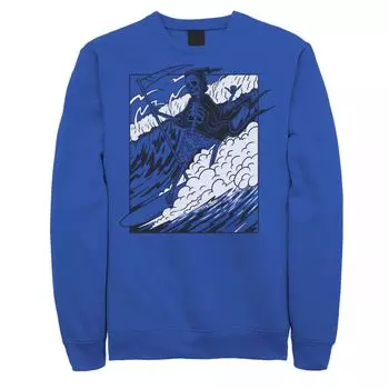 Мужская флисовая футболка с плакатом Grim Reaper Riding The Wave Licensed Character