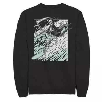 Мужская флисовая футболка с плакатом Grim Reaper Riding The Wave Licensed Character