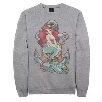 Мужская флисовая футболка с портретом Disney The Little Mermaid Ariel Anchor Licensed Character