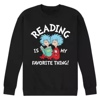 Мужская флисовая футболка с принтом Dr Seuss для чтения Licensed Character, черный