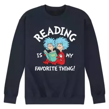 Мужская флисовая футболка с принтом Dr Seuss для чтения Licensed Character, синий