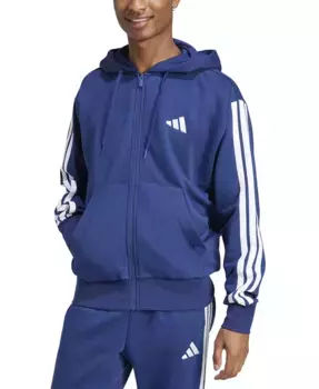 Мужская флисовая худи с молнией по всей длине и тремя полосками Regular-Fit adidas, синий
