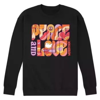 Мужская флисовая кофта Woodstock с принтом «Мир и любовь» Licensed Character, черный