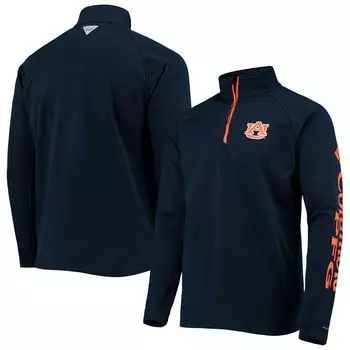 Мужская флисовая куртка Columbia Navy Auburn Tigers Terminal Tackle с молнией на четверть реглан, омни-оттенок