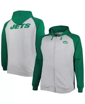 Мужская флисовая куртка с капюшоном и молнией во всю длину new york jets heather grey big and tall Profile, мульти