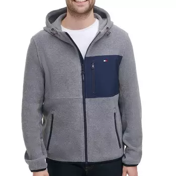 Мужская флисовая куртка с капюшоном Tommy Hilfiger, цвет Night Gray