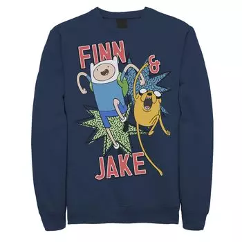 Мужская флисовая рубашка Cartoon Network Adventure Time Finn & Jake Kapows Licensed Character, синий