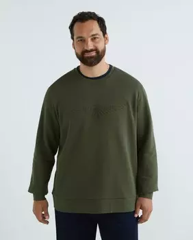 Мужская флисовая рубашка с круглым вырезом и флокированным логотипом на груди, большие размеры Hackett