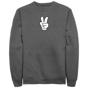 Мужская флисовая рубашка с рисунком Disney's Mickey Classic Peace Hand, цвет Charcoal Heather