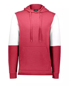 Мужская флисовая толстовка All-American Team с капюшоном и цветными блоками Holloway, цвет scarlet heather/ white