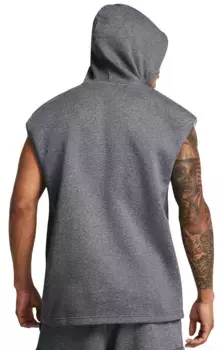 Мужская флисовая толстовка без рукавов Under Armour Icon, цвет Pitch Gray Heather/White