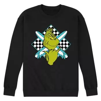 Мужская флисовая толстовка Dr Seuss с Гринчем и скрещенными сёрфбордами Licensed Character, черный