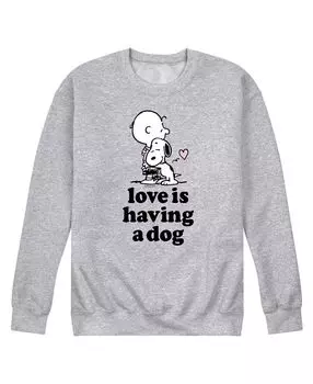Мужская флисовая толстовка peanuts love is have a dog AIRWAVES, серый