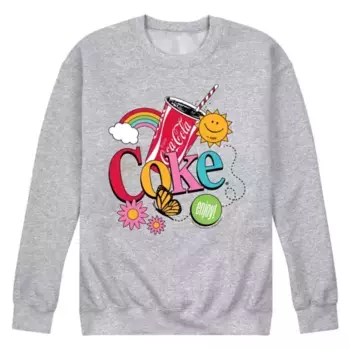 Мужская флисовая толстовка с цветным коллажем Coca-Cola Licensed Character, серый