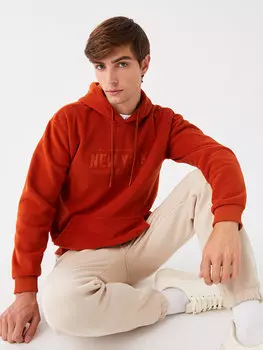 Мужская флисовая толстовка с длинным рукавом и принтом LCW Casual