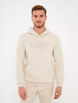 Мужская флисовая толстовка с длинным рукавом и принтом LCWAIKIKI Classic, светло-серый