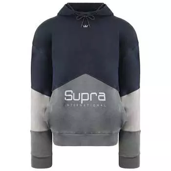 Мужская флисовая толстовка с длинными рукавами морского синего цвета 92 102552 018 Supra, серый