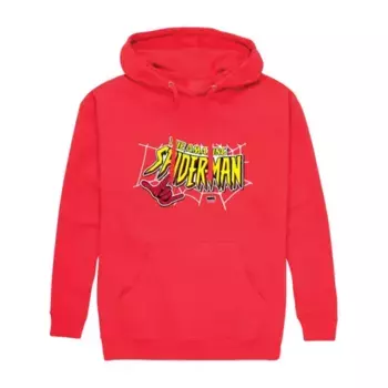 Мужская флисовая толстовка с капюшоном и логотипом Человека-паука Marvel, красный