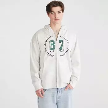 Мужская флисовая толстовка с капюшоном и молнией по всей длине Aeropostale, цвет light heather grey