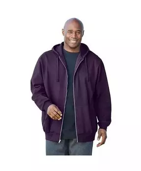 Мужская флисовая толстовка с капюшоном на молнии спереди для больших и высоких KingSize, фиолетовый