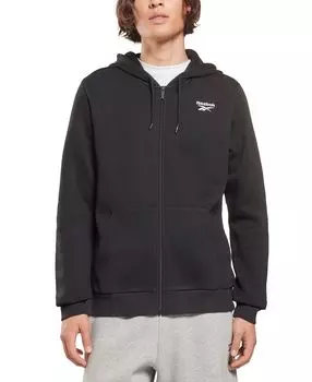 Мужская флисовая толстовка с капюшоном на молнии с логотипом на груди Reebok, черный