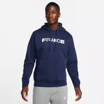 Мужская флисовая толстовка с капюшоном Nike France Soccer Club, синий