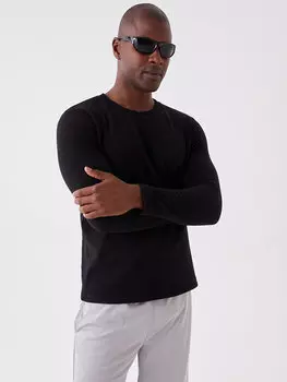 Мужская флисовая толстовка с круглым вырезом и длинными рукавами LCW Active, новый черный