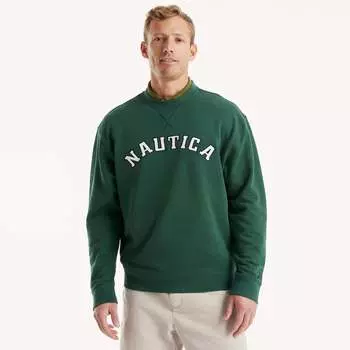 Мужская флисовая толстовка с круглым вырезом Nautica, цвет rainforest green