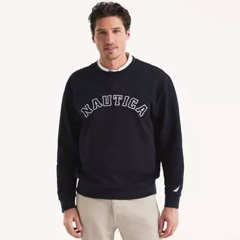 Мужская флисовая толстовка с круглым вырезом Nautica, темно-синий