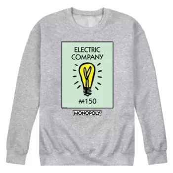 Мужская флисовая толстовка с логотипом компании Monopoly Electric Licensed Character, серый