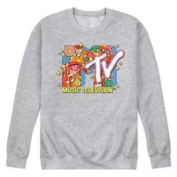 Мужская флисовая толстовка с логотипом MTV в стиле ретро Licensed Character, серый