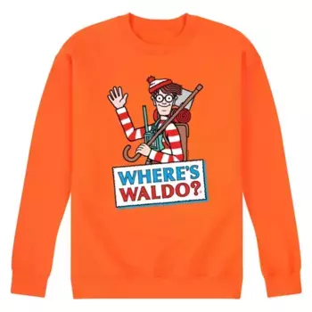 Мужская флисовая толстовка с логотипом Where's Waldo Licensed Character, цвет safety orange