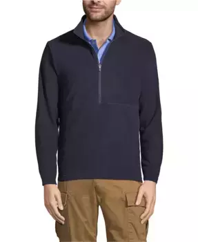 Мужская флисовая толстовка с молнией на четверть Thermacheck 100 Lands' End, синий