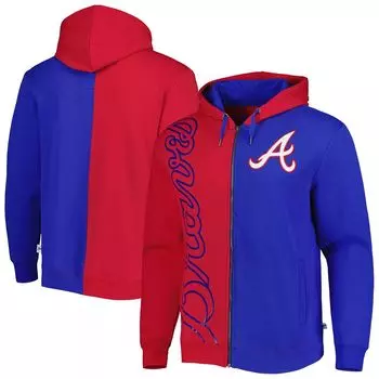 Мужская флисовая толстовка с молнией во всю длину Mitchell & Ness Red/Royal Atlanta Braves