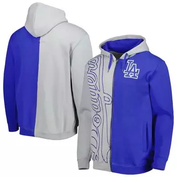 Мужская флисовая толстовка с молнией во всю длину Mitchell & Ness Royal/White Los Angeles Dodgers
