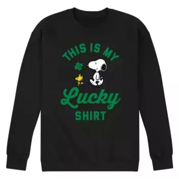 Мужская флисовая толстовка с надписью «Peanuts Lucky» Licensed Character, черный