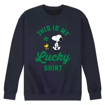 Мужская флисовая толстовка с надписью «Peanuts Lucky» Licensed Character, синий