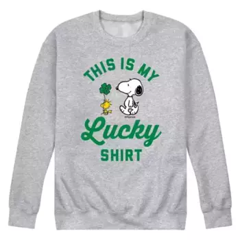 Мужская флисовая толстовка с надписью «Peanuts Lucky» Licensed Character, серый