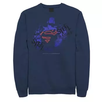 Мужская флисовая толстовка с плакатом и логотипом DC Comics Superman, негативный оттенок на груди Licensed Character
