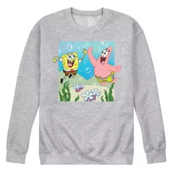 Мужская флисовая толстовка с принтом «Губка Боб Квадратные Штаны» Nickelodeon, серый