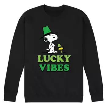 Мужская флисовая толстовка с принтом «Peanuts Lucky Vibes» Licensed Character, черный