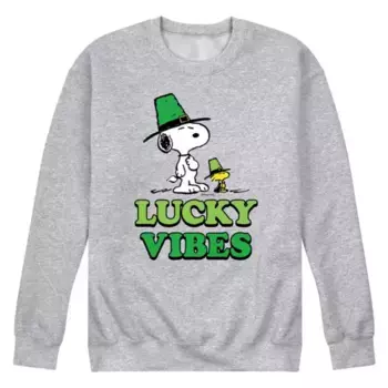 Мужская флисовая толстовка с принтом «Peanuts Lucky Vibes» Licensed Character, серый