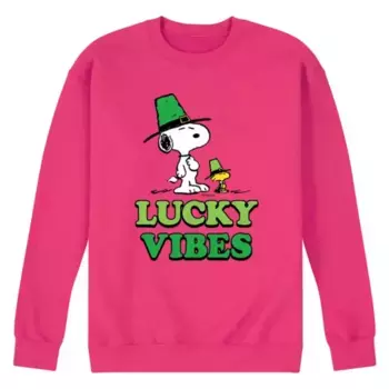 Мужская флисовая толстовка с принтом «Peanuts Lucky Vibes» Licensed Character, пурпурный