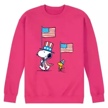 Мужская флисовая толстовка с принтом «Peanuts Snoopy Woodstock March» Licensed Character, пурпурный